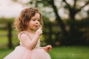 little girl blowing a dandelion